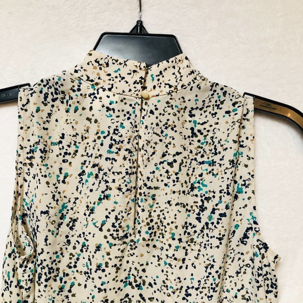 Prologue Cream and Blue Abstract Sleeveless Turtleneck Blouse Size XS - Picture 6 of 7